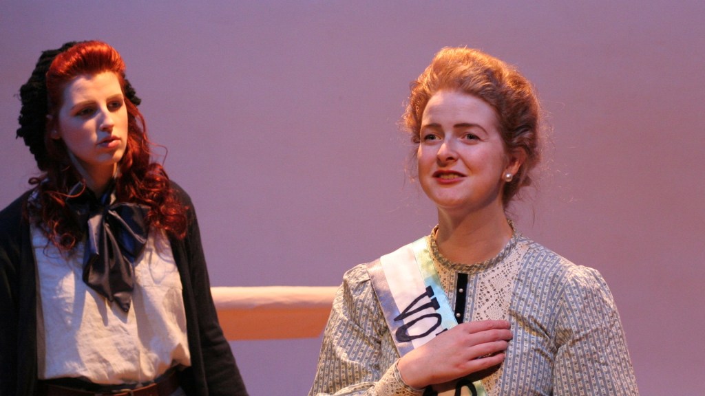 A production photograph of Clouds on stage at the Lauriston Studio.